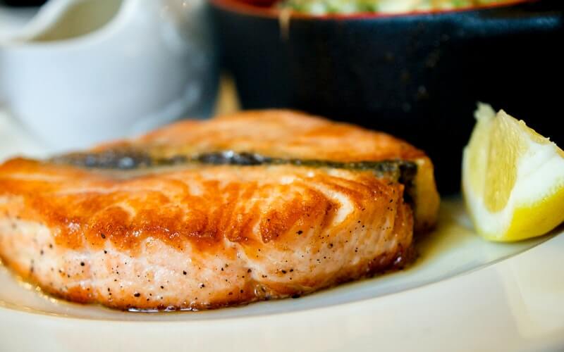 a dish with salmon